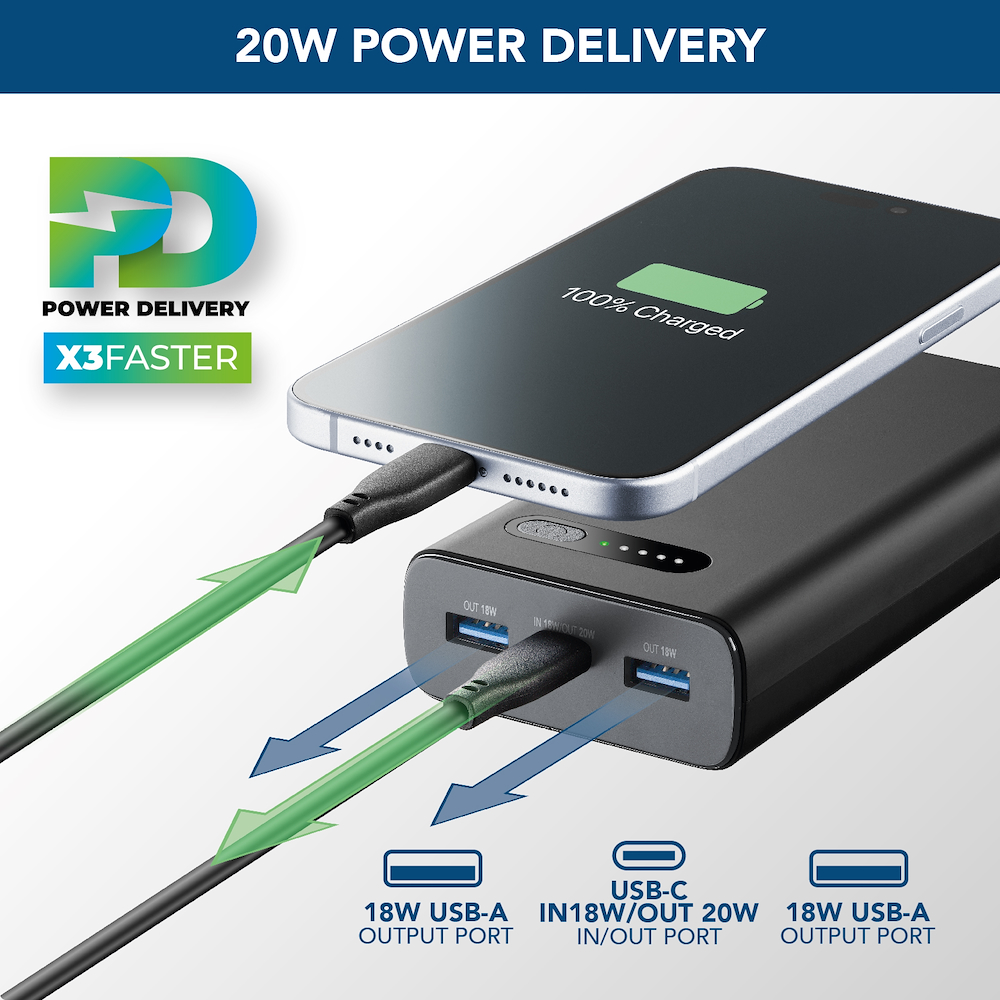 CELLULAR LINE PBFAST01PD20000K - Power Bank Portatile Fast PD 20000mAh
