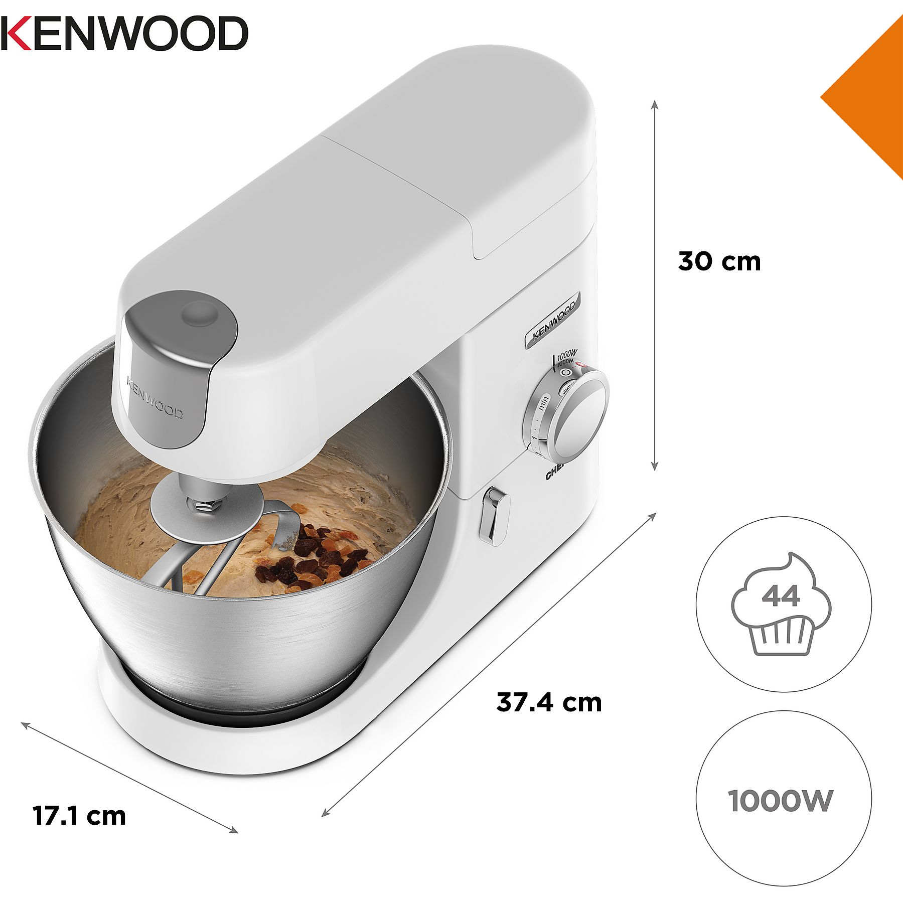 KENWOOD KVC3100W - Robot da cucina Chef 4,6L bianco + AT312B spremiagrumi