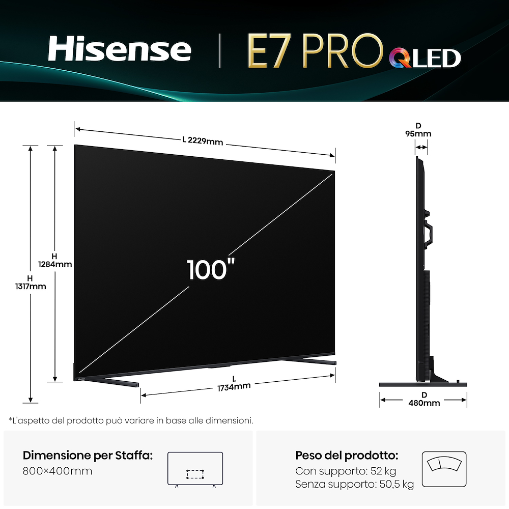 HISENSE 100E7QPRO - TV QLED 100" Ultra HD
