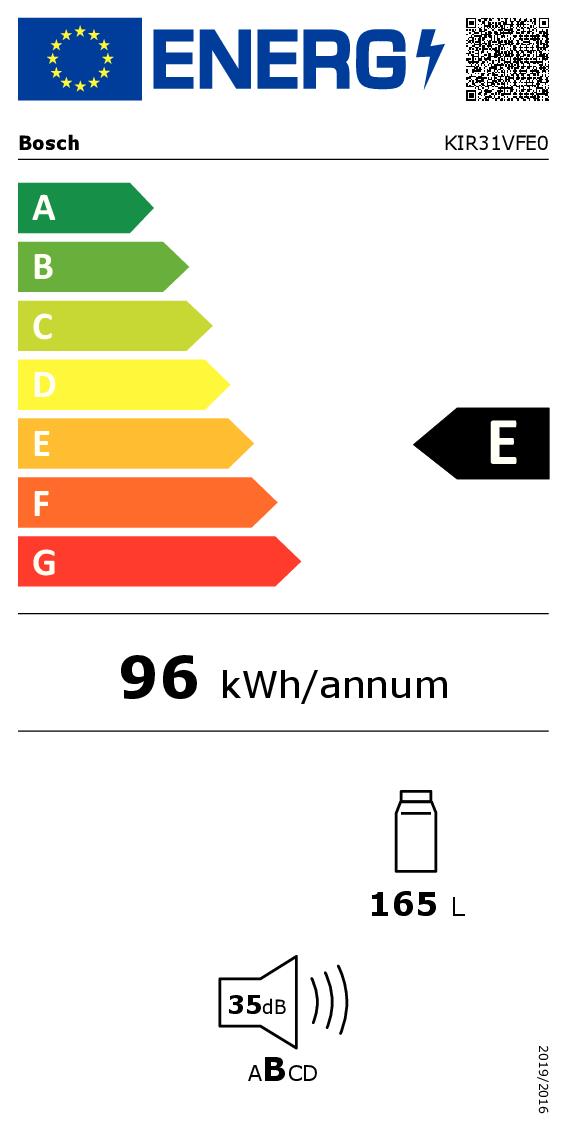 BOSCH KIR31VFE0 - 165L Einbaukühlschrank