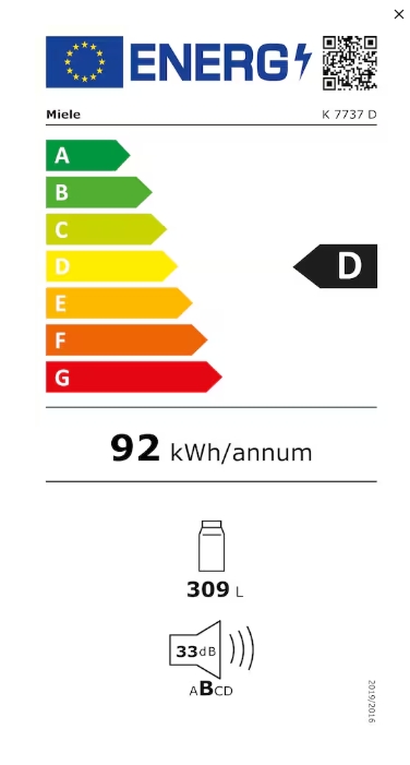 MIELE K7737D - Miele K7737D Einbaukühlschrank