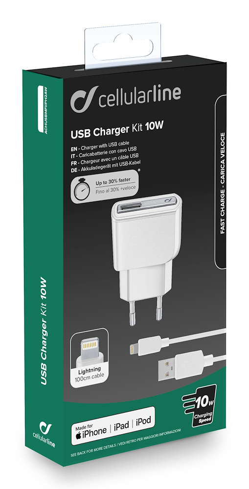 CELLULAR LINE ACHUSBMFIIPH2AW - Kit Caricatore Universale USB 12W