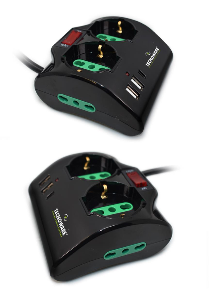 TECNOWARE FMP4IIGUSB - Steckdosenleiste 2 USB und 1 USB-C