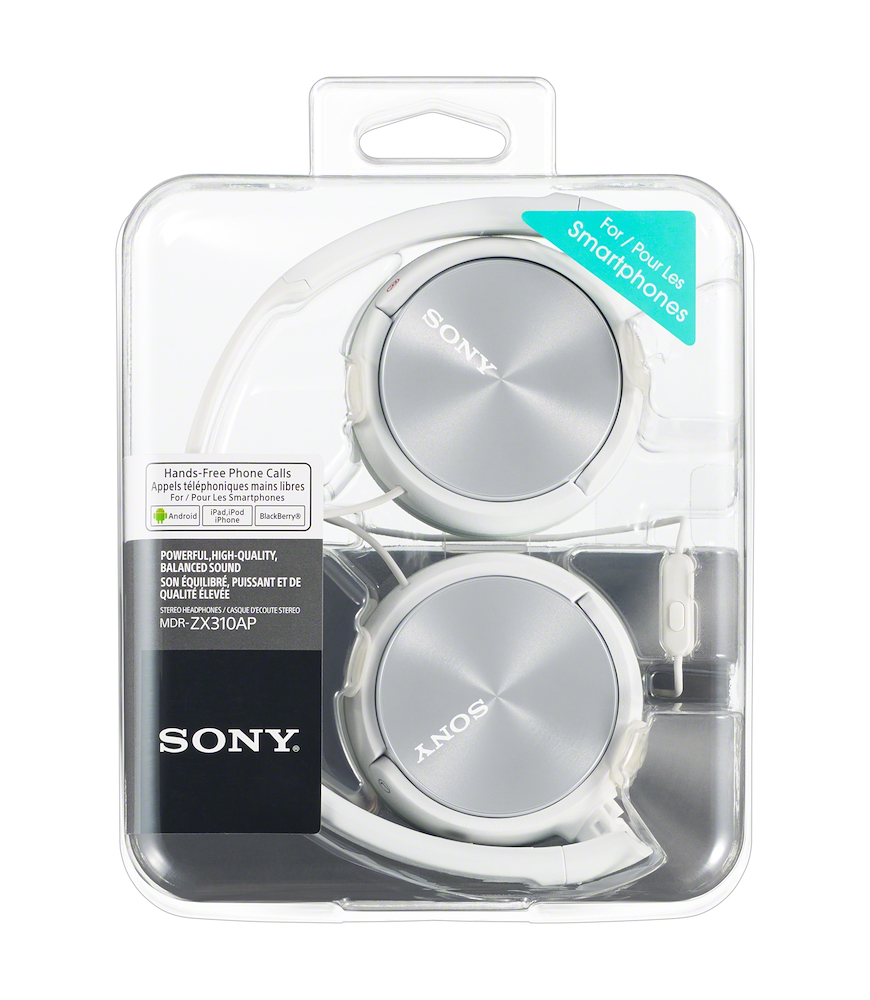SONY MDRZX310APW - Sony MDR-ZX310AP On-Ear-Kopfhörer mit Mikrofon, Weiß