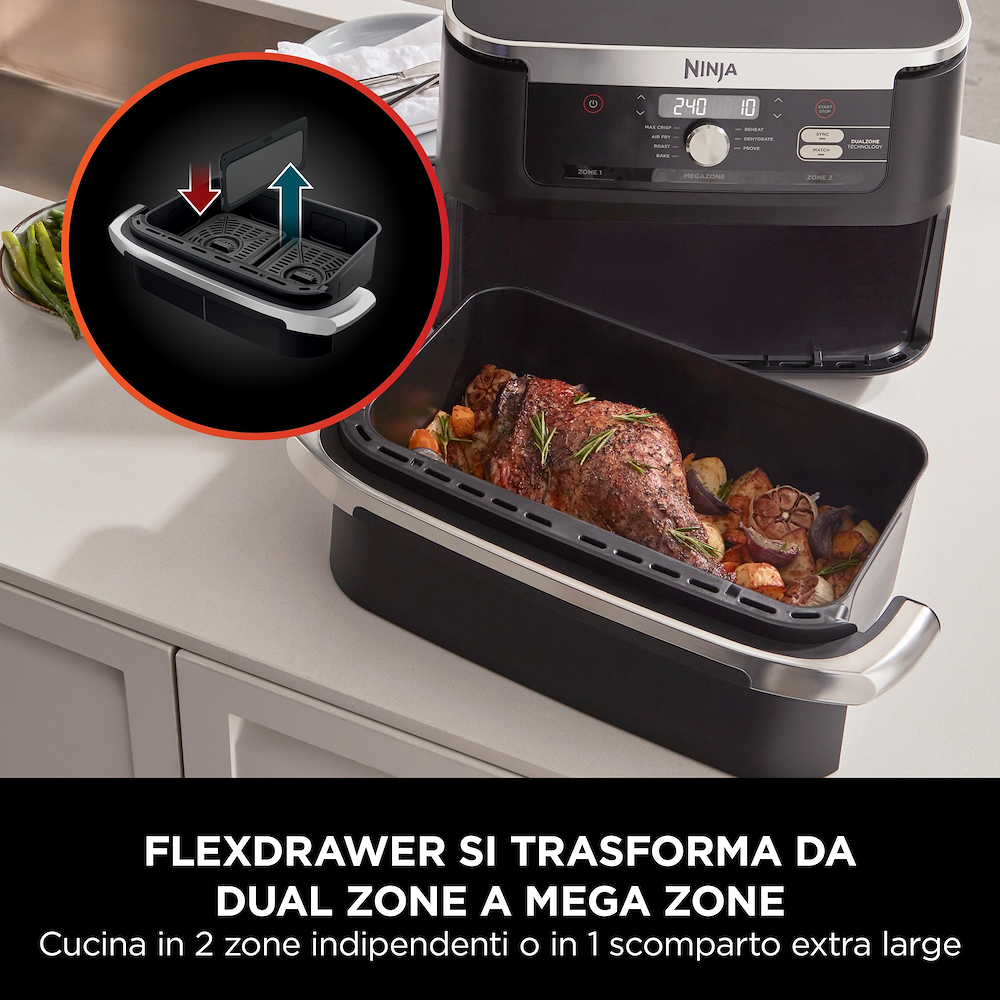 NINJA AF500EU - Friggitrice ad aria Ninja Foodi FlexDrawer AF500EU 10,4L