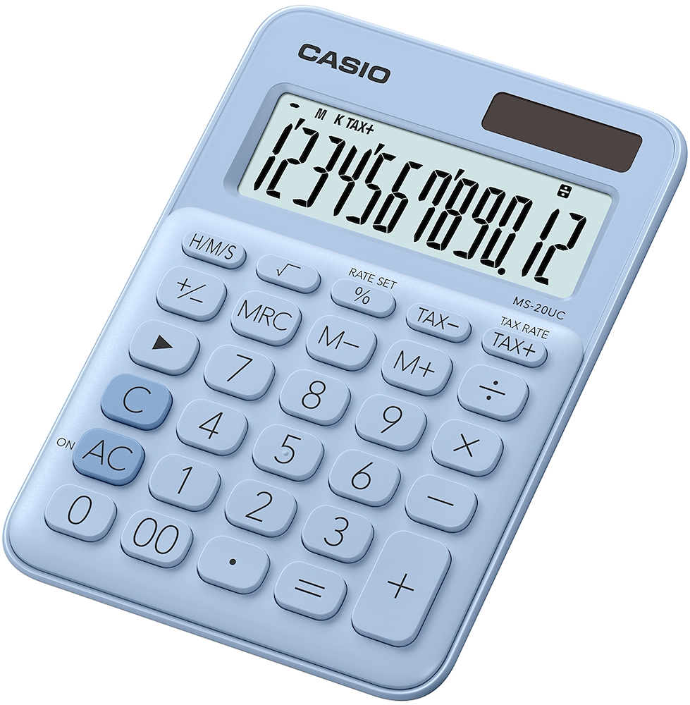CASIO MS20UCLB - Calcolatrice solare 12 cifre colore azzurro CASIO MS20UCLB - Calcolatrice solare 12 cifre colore azzurro