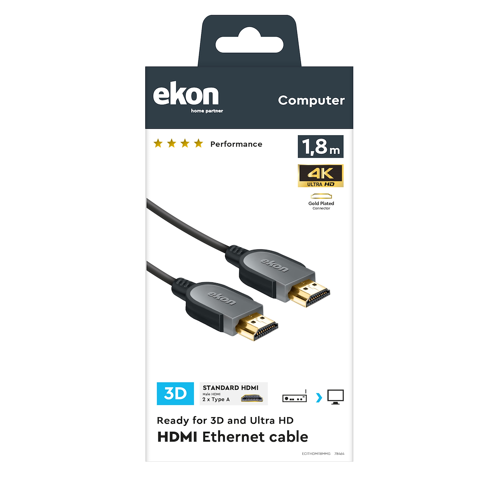 EKON ECITHDMI18MMG - HDMI Kabel 1,8 m Ferrit