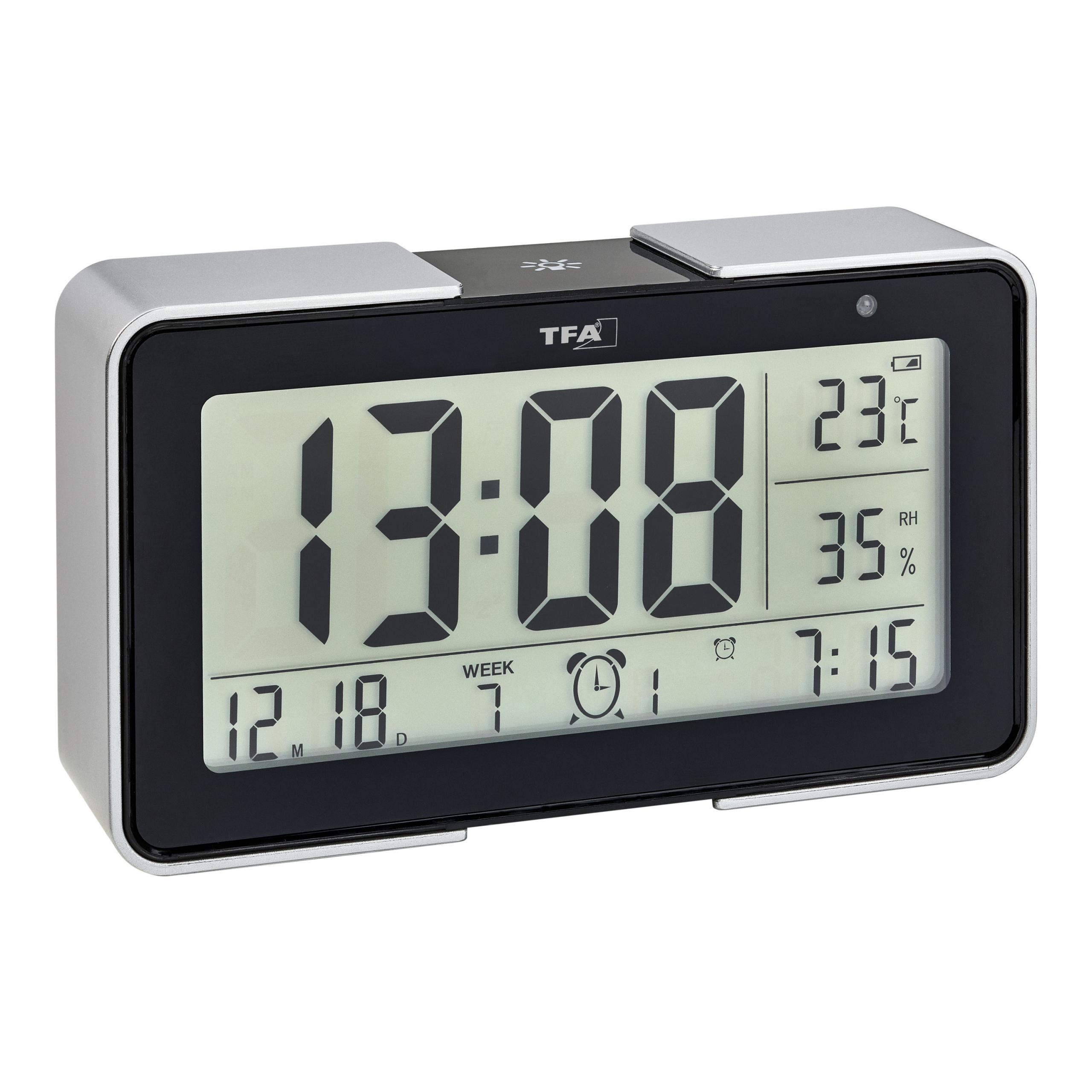 TFA 60254001 - Melody Funkwecker schwarz/silber