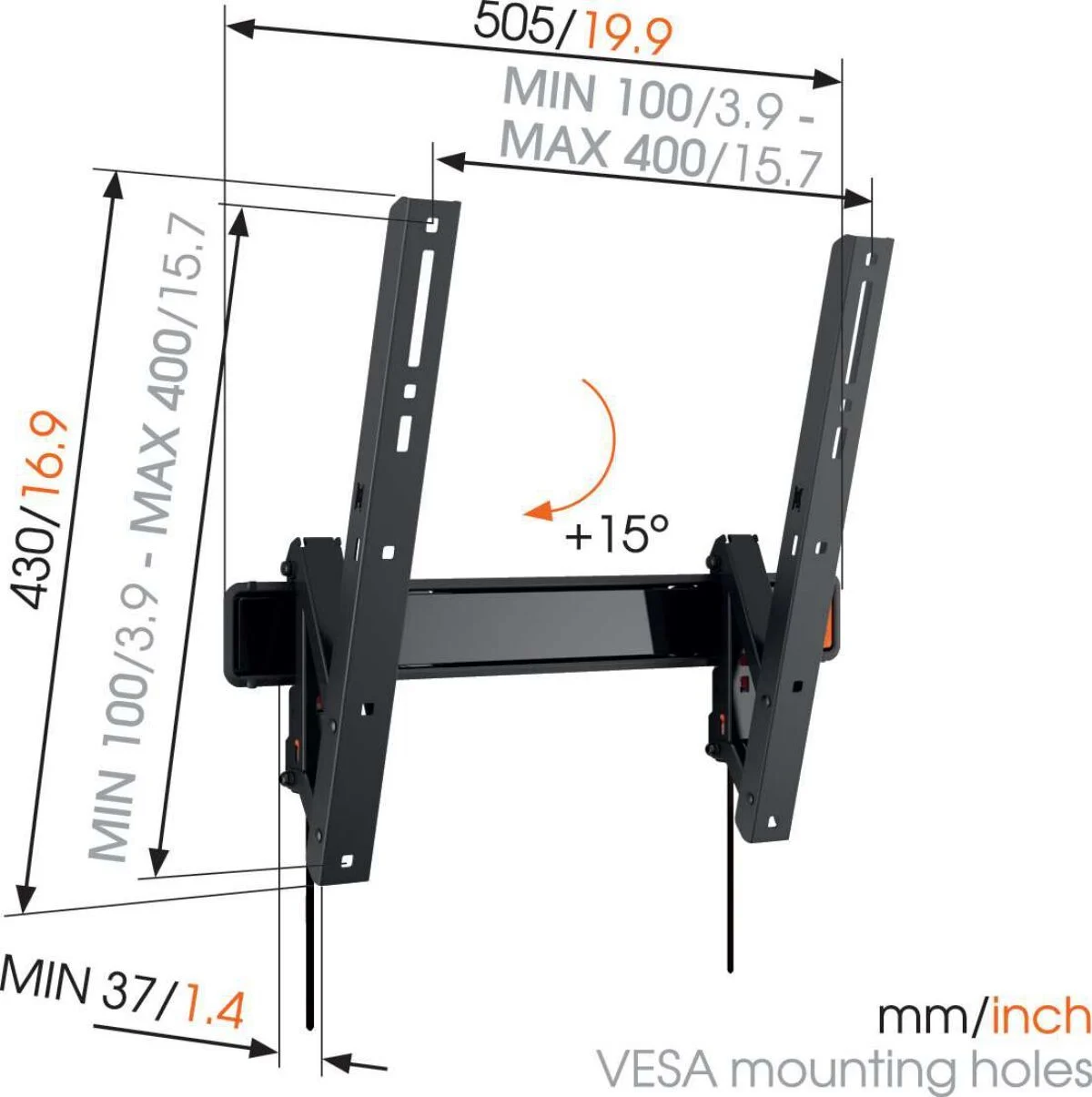 VOGEL'S WALL3215BLACK - WALL3215 Supporto TV inclinabile da parete