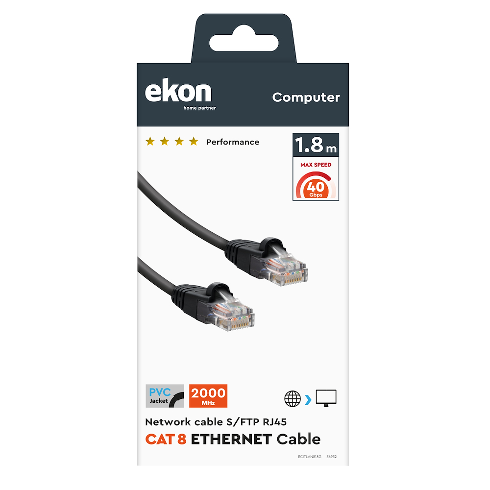 EKON ECITLAN818G - Netzwerkkabel CAT 8 RJ45 1.8 m