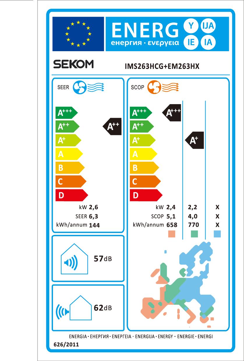 SEKOM IMS263HCG - Unità Interna Pompa Calore Inverter 2.6kW