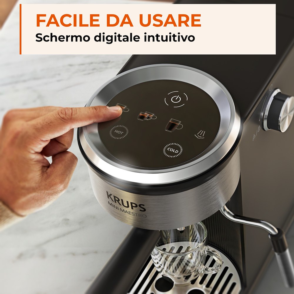 KRUPS XP350D 0769859 M.CAFFE' ESPRESSO 0.6LT 20BAR MINIMAESTRO NER/INOX