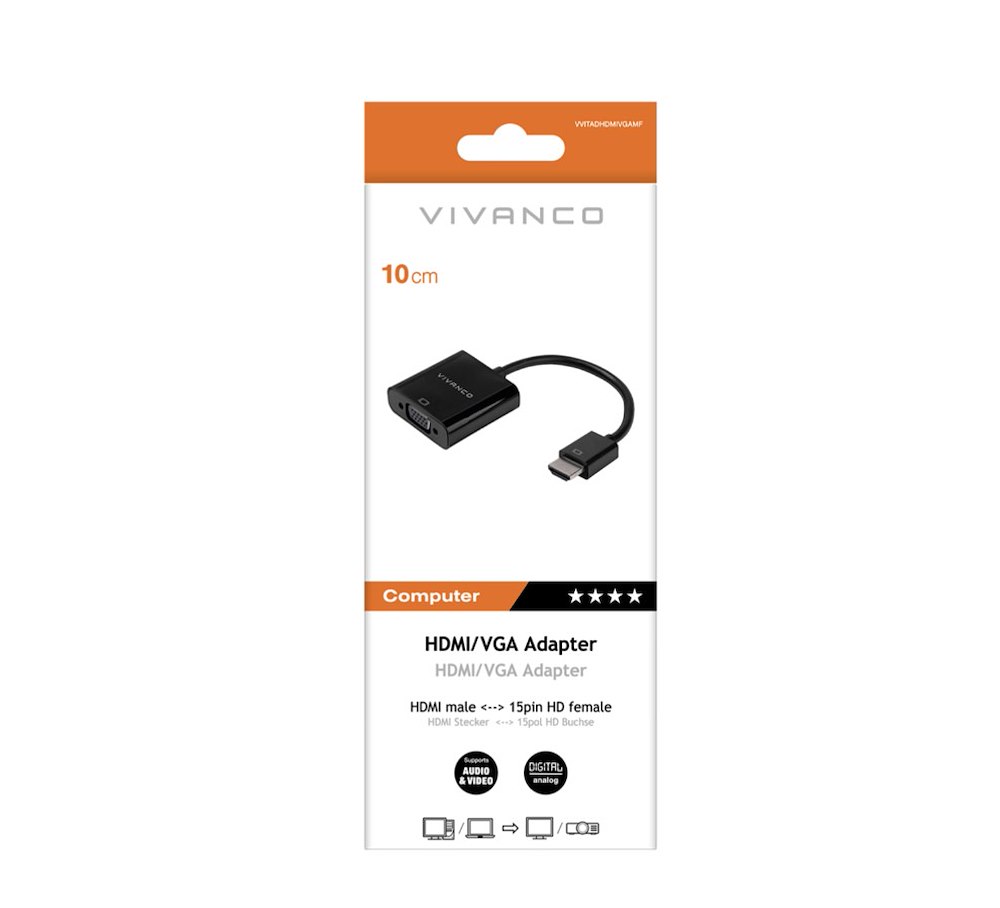 VIVANCO VVITADHDMIVGAMF - Adattatore HDMI a VGA Nero