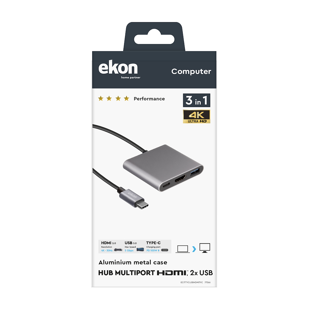 EKON ECITTYCUSBHDMITYC - Type C Hub mit HDMI und USB