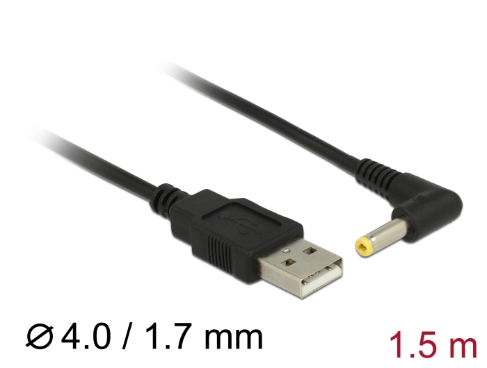DELOCK 85544 - USB > DC 4.0 x 1.7 mm Kabel 1.5 m DELOCK 85544 - USB > DC 4.0 x 1.7 mm Kabel 1.5 m