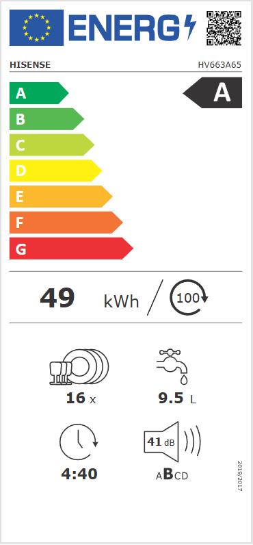 HISENSE HV663A65 - Lavastoviglie Hisense 16 coperti