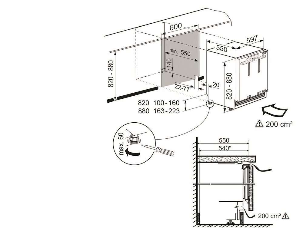 LIEBHERR UIK1514 - Untertisch Kühlschrank 104L in Weiß
