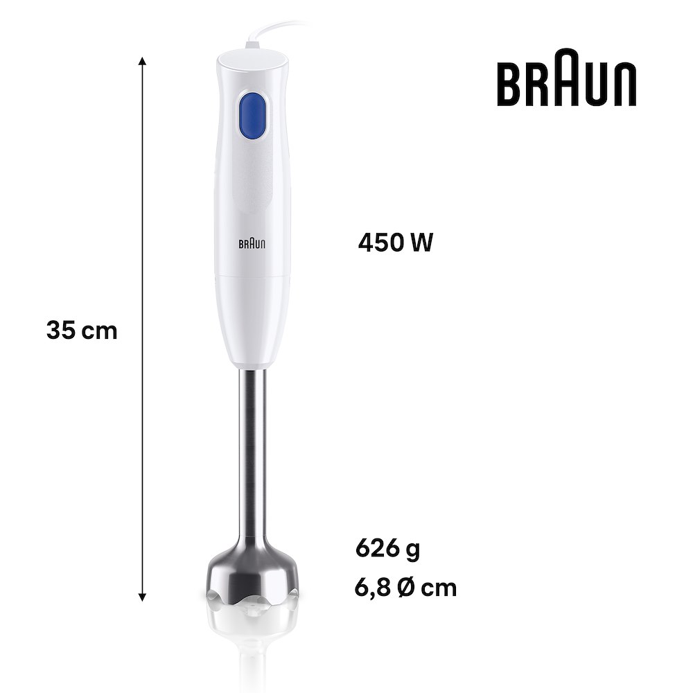BRAUN MQ10202MWH - Minipimer 450W con accessori