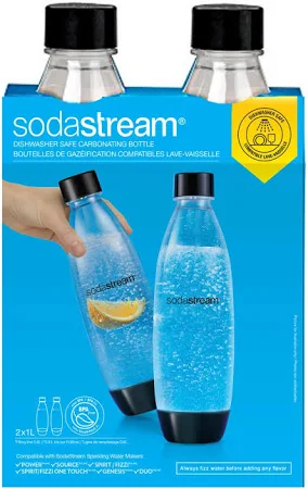 SODASTREAM 2260362 - SodaStream Bottiglie per Gasatura 1L Nere Set da 2