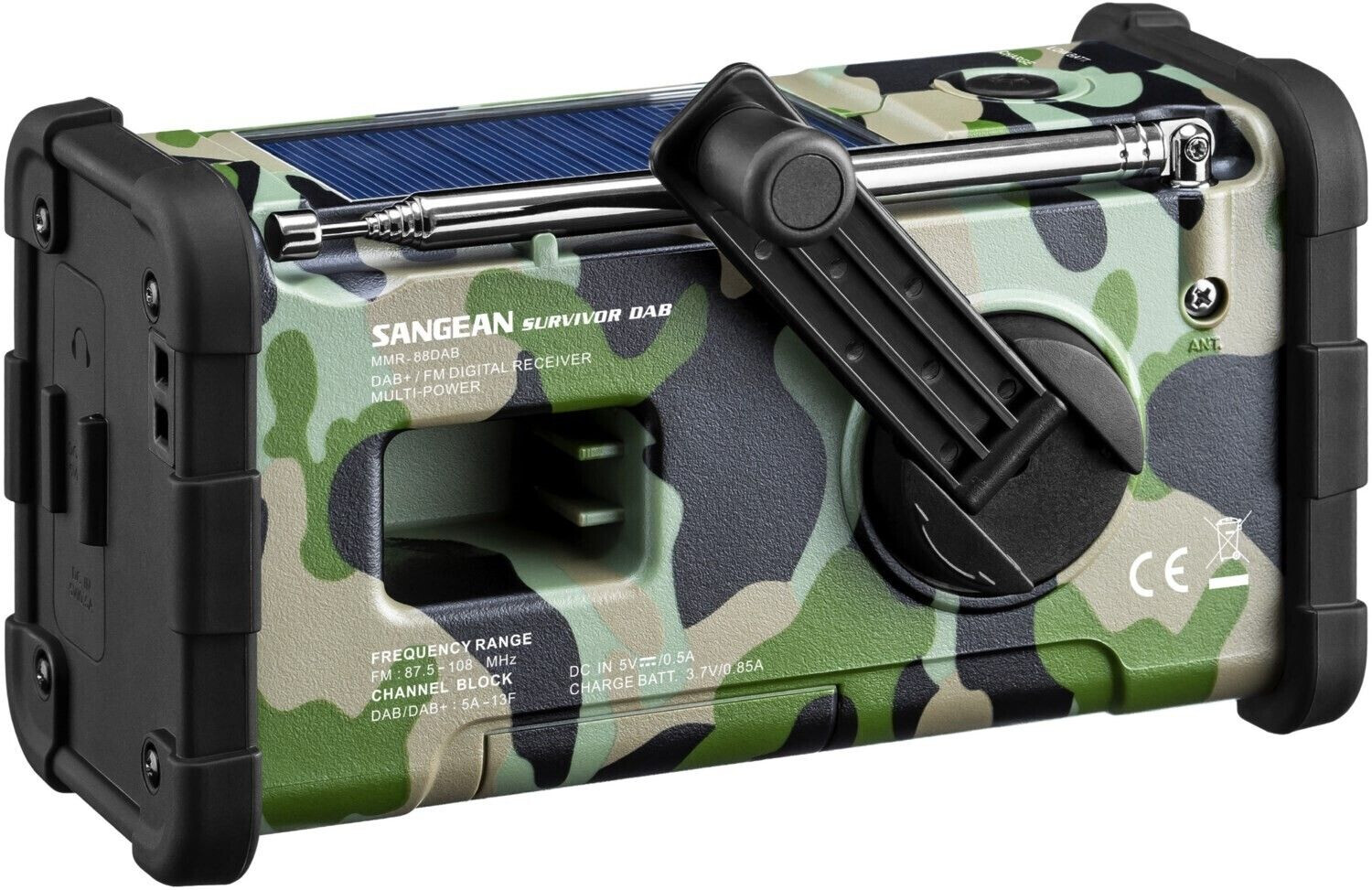 SANGEAN MMR88DAB - MMR-88DAB Camouflage – Tragbares DAB+/FM-Radio mit Solar- und Handkurbelbetrieb