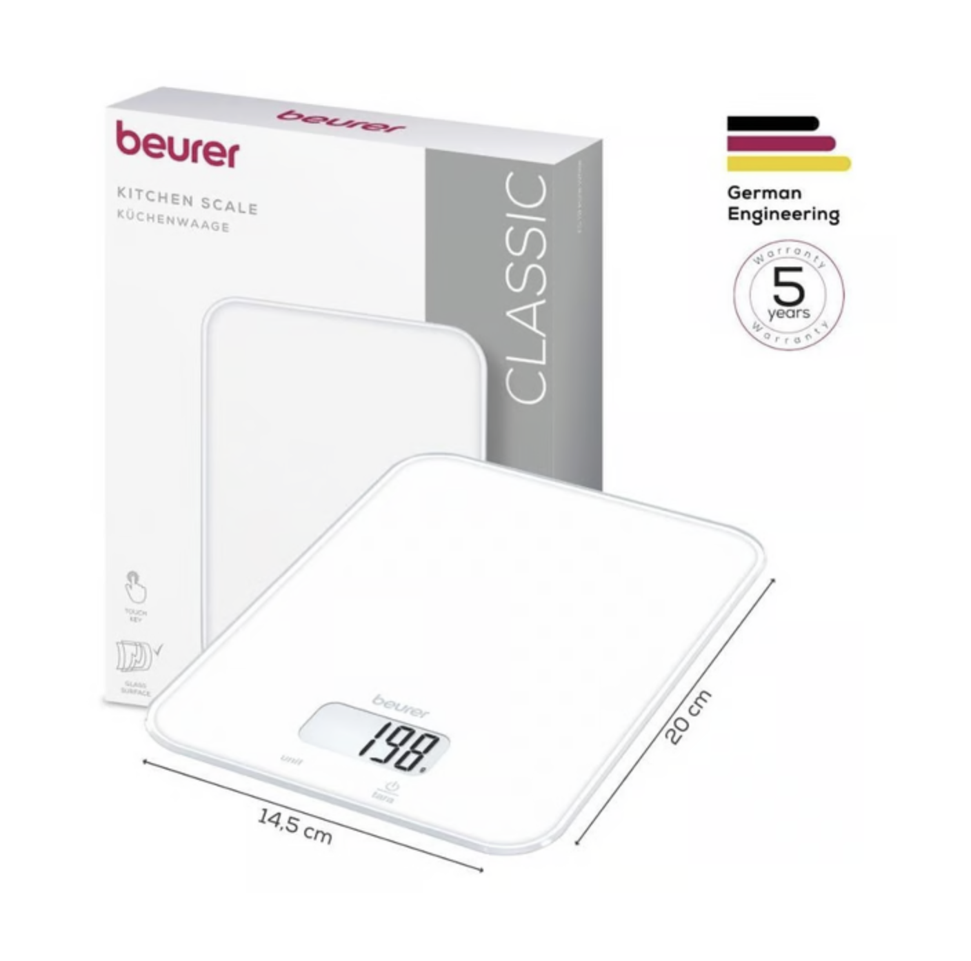 BEURER KS19PUREWHITE - BILANCIA CUCINA 5KG
