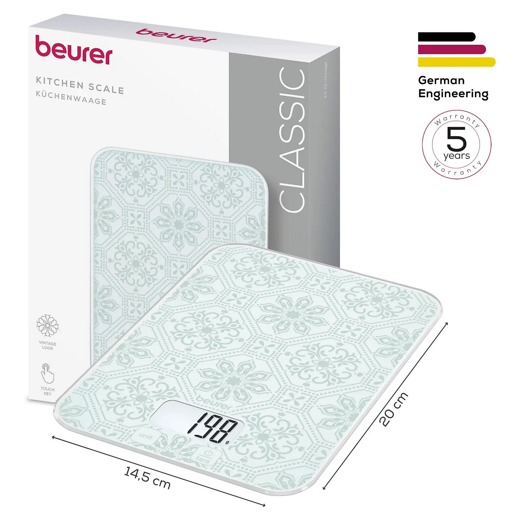 Beurer KS19VINTAGE - Bilancia da cucina digitale vintage