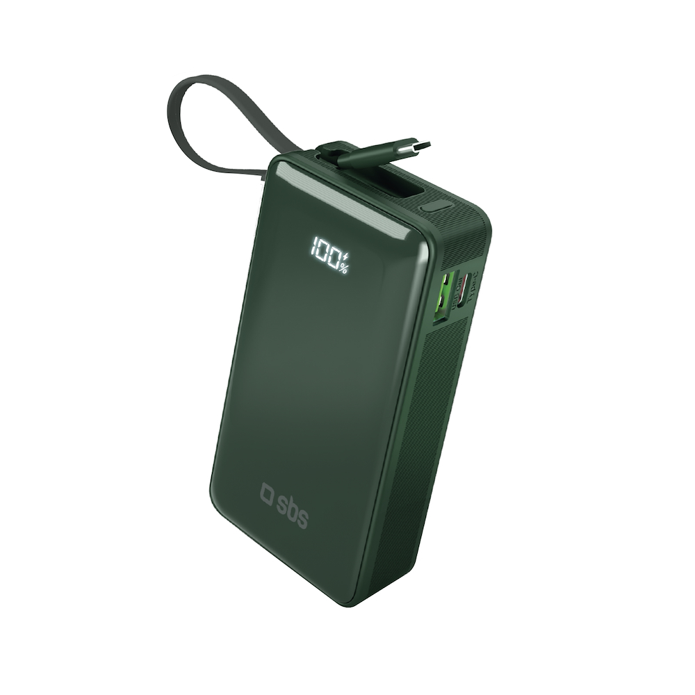 SBS TTBB10000LCDTCPD20G - Power Bank 10000mAh con Display