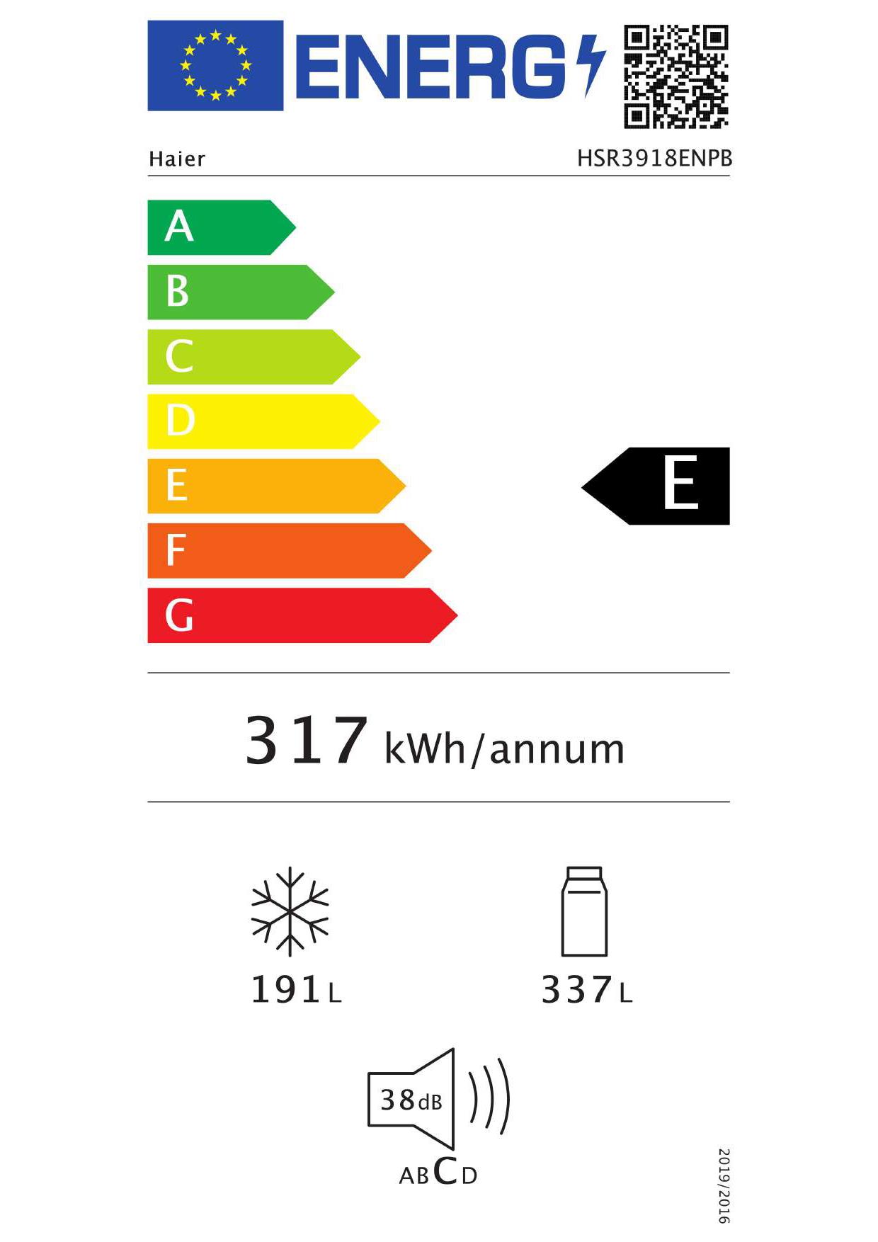 HAIER HSR3918ENPB - Frigorifero Side-by-Side Nero 528L