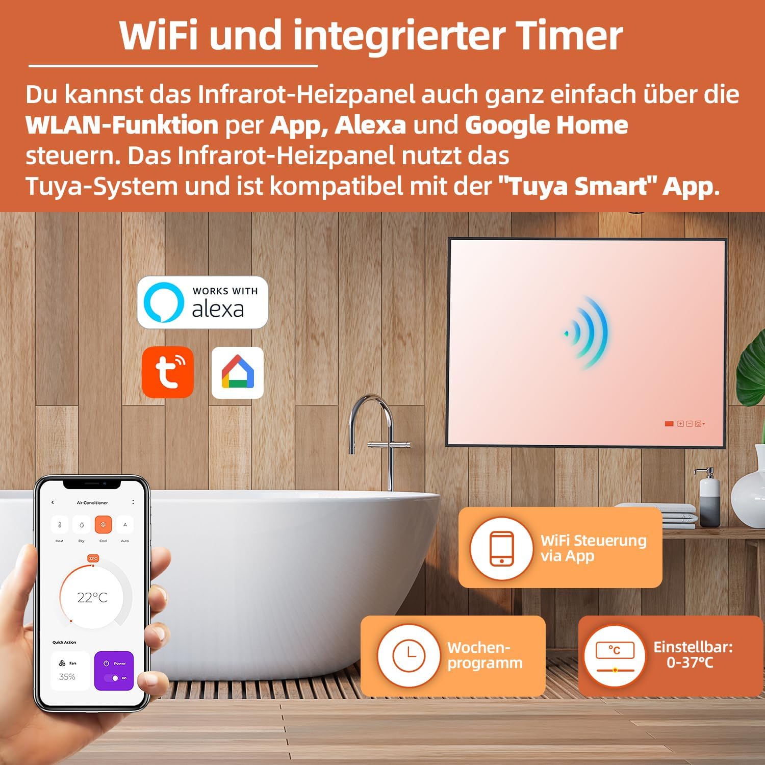 SHX Riscaldamento a Infrarossi con WiFi 600W
