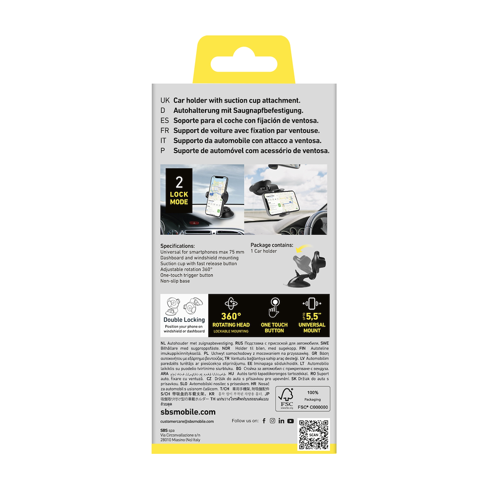 SBS TESUPUNIONETOUCH - Supporto Auto Smartphone Universale