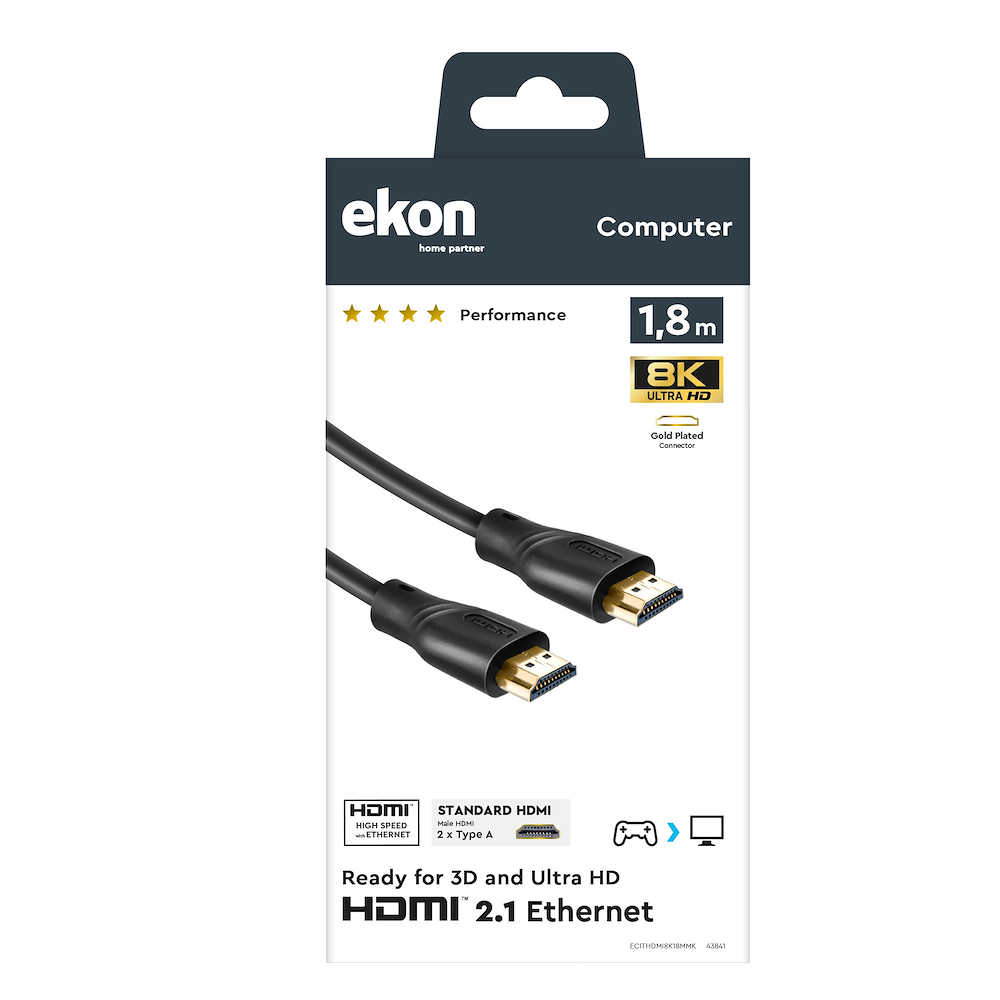 EKON ECITHDMI8K18MMK - HDMI Kabel 2.1 1.8 Meter