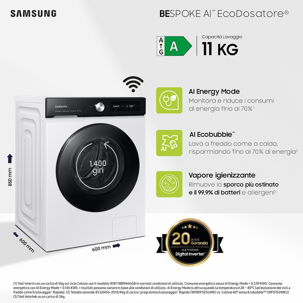 SAMSUNG WW11DB7B94GEU3 - Waschmaschine 11kg A-20% EcoDosierer