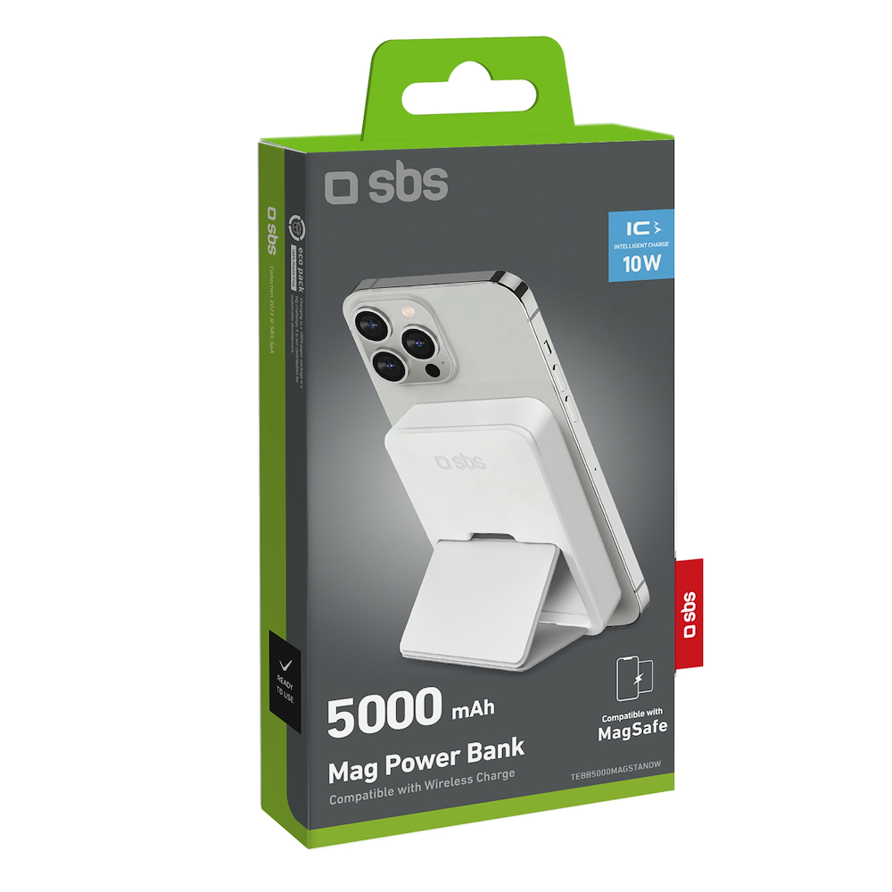 SBS TEBB5000MAGSTANDW - Powerbank Mag 5000mah con Supporto