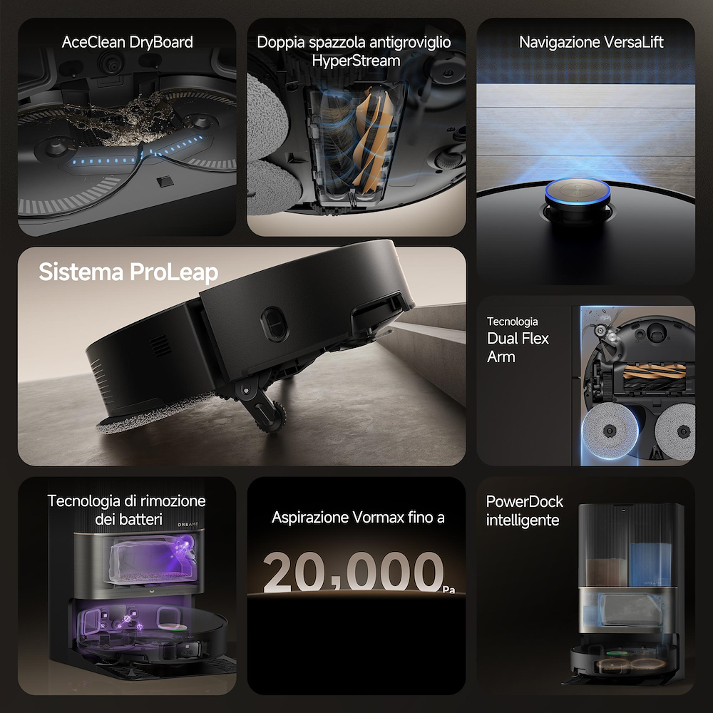 DREAME DREX50UCBK - Robot Aspirapolvere e Lavapavimenti 20,000Pa
