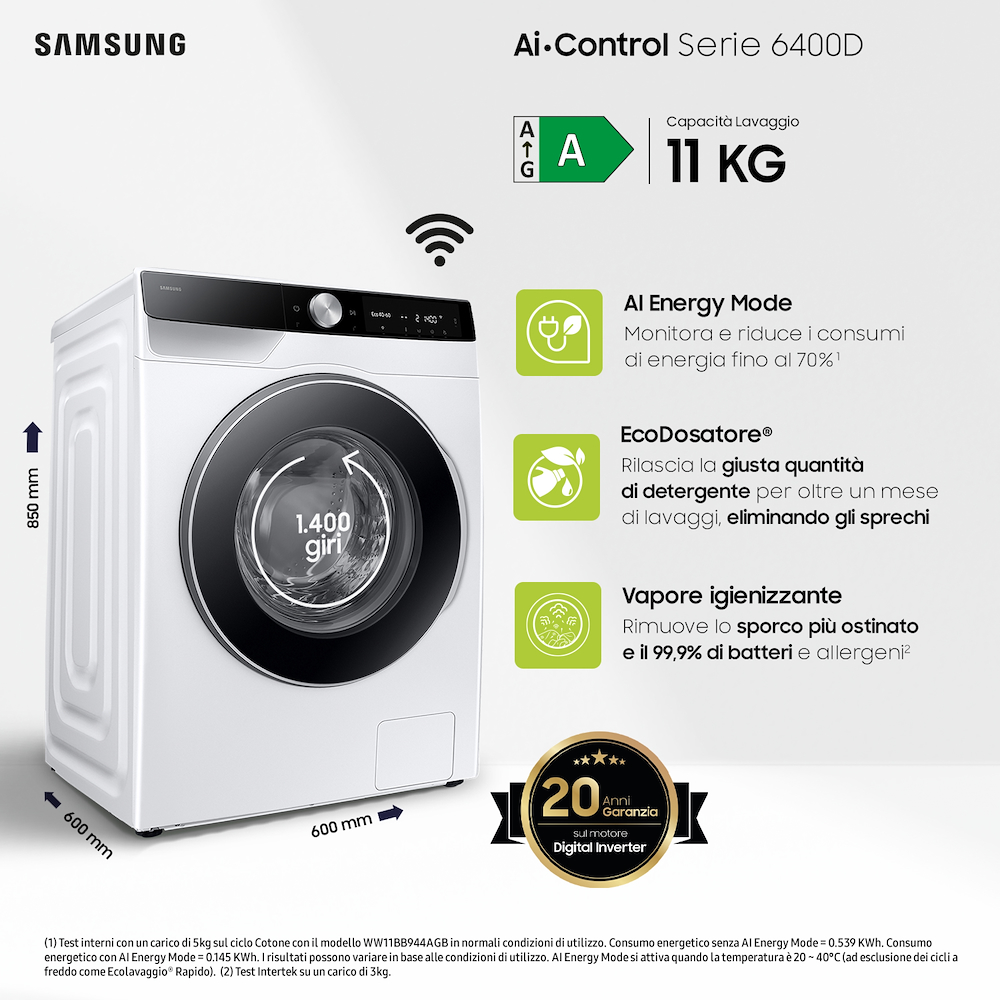 SAMSUNG WW11DG6B85LKU3 - Samsung Waschmaschine 11 kg Ai•Control