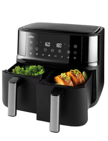 BRAUN TD3030I BK Airfryer Digital Dual Heißluft-Fritteuse 8L