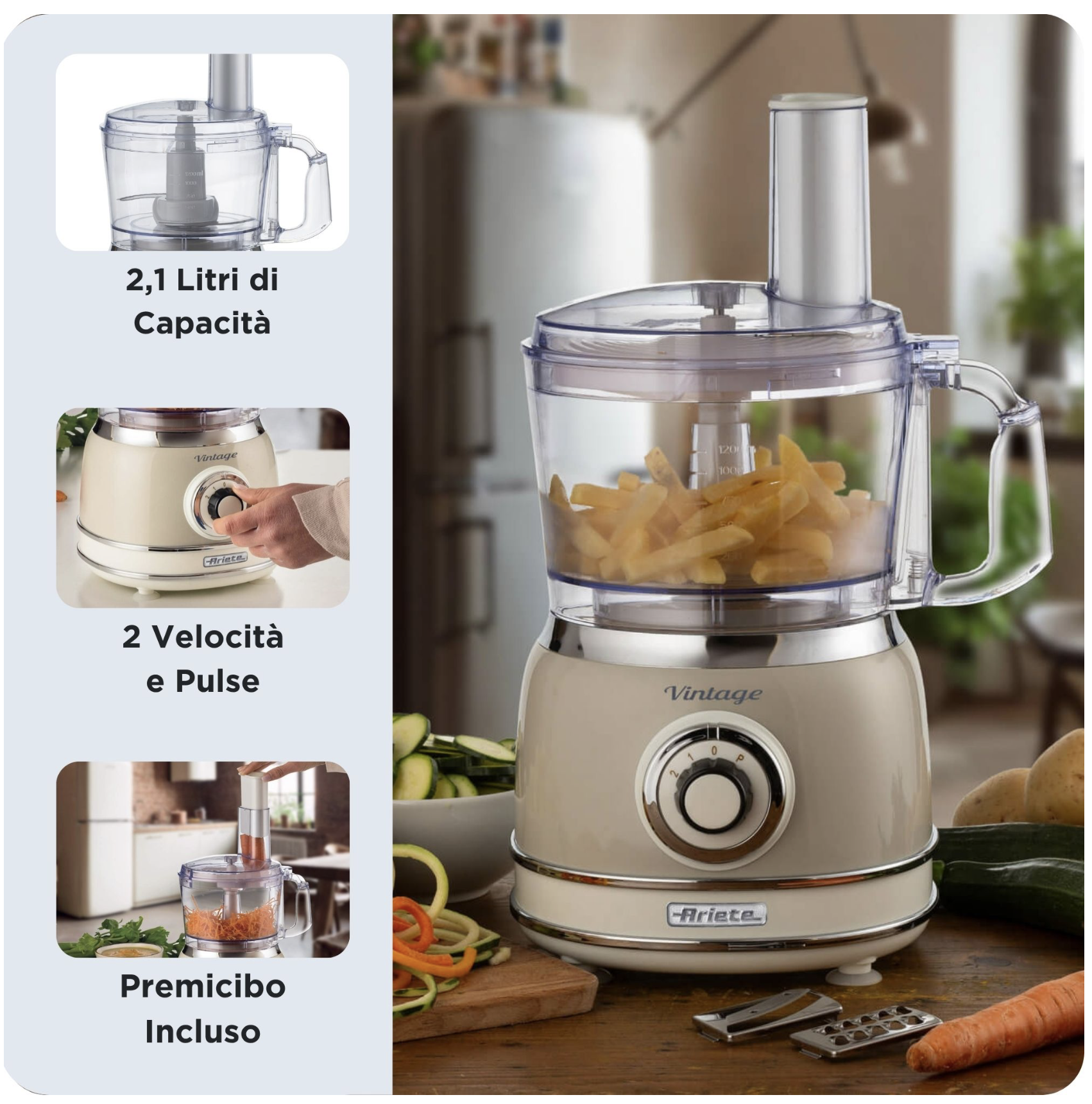 Ariete 1781BEIGE - Robot da cucina Vintage 1000W beige