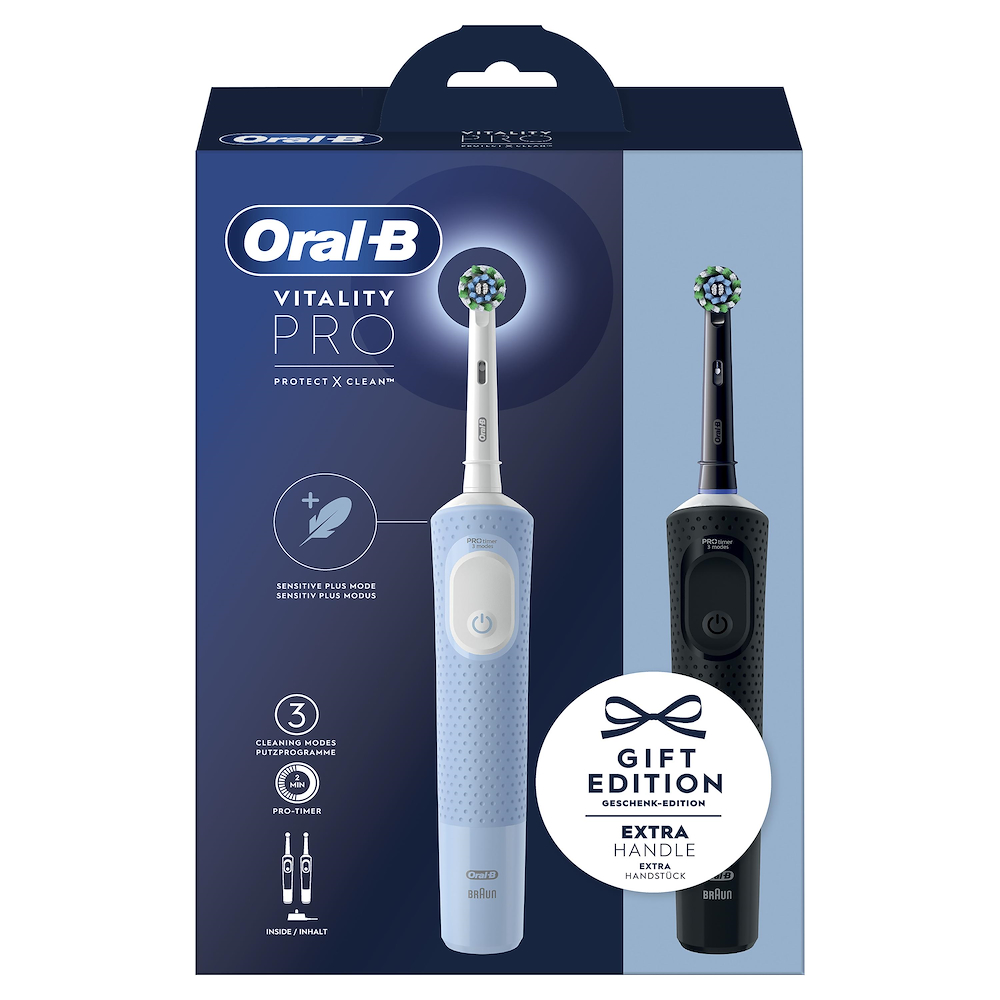 ORAL-B VITALITYPRODUOBLACKBLUE - Oral-B Vitality Pro Duo Spazzolino Elettrico Nero/Blu