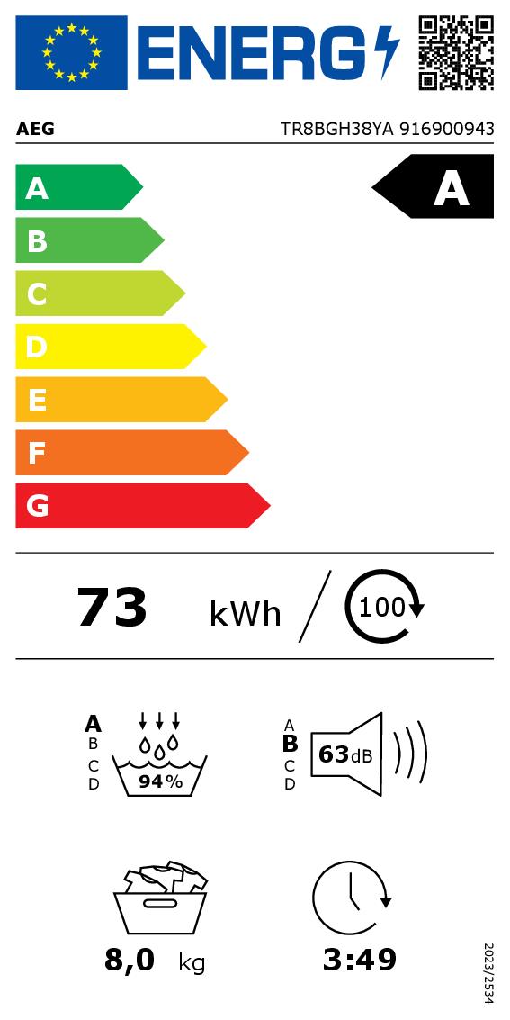 AEG TR8BGH38YA - Asciugatrice 8Kg