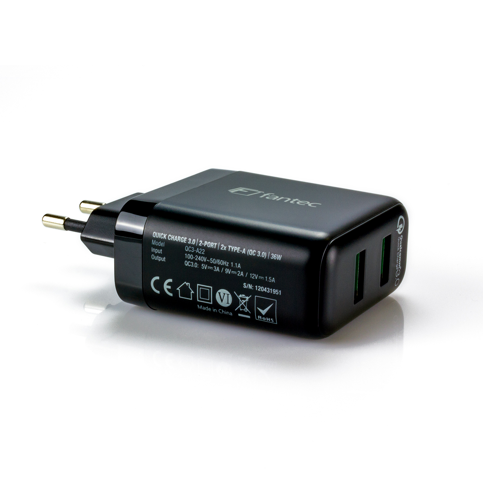 FANTEC QC3-A22 - QC3-A22 Quick Charge 3.0 USB-Ladegerät