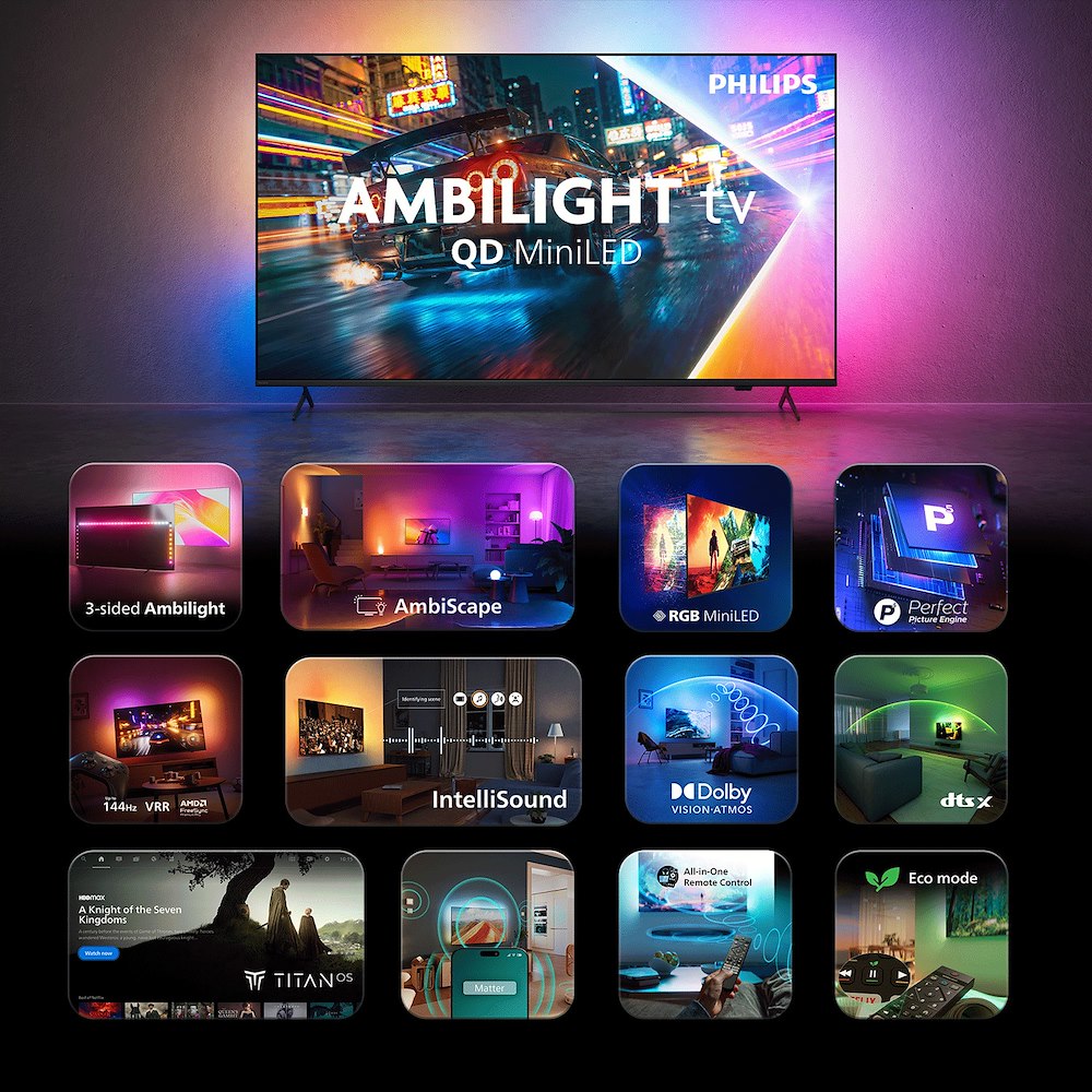PHILIPS 65MLED901 0770693 TV QD MINILED 65"4K DVBT2/S2 SMART TITAN AMBILIGHT