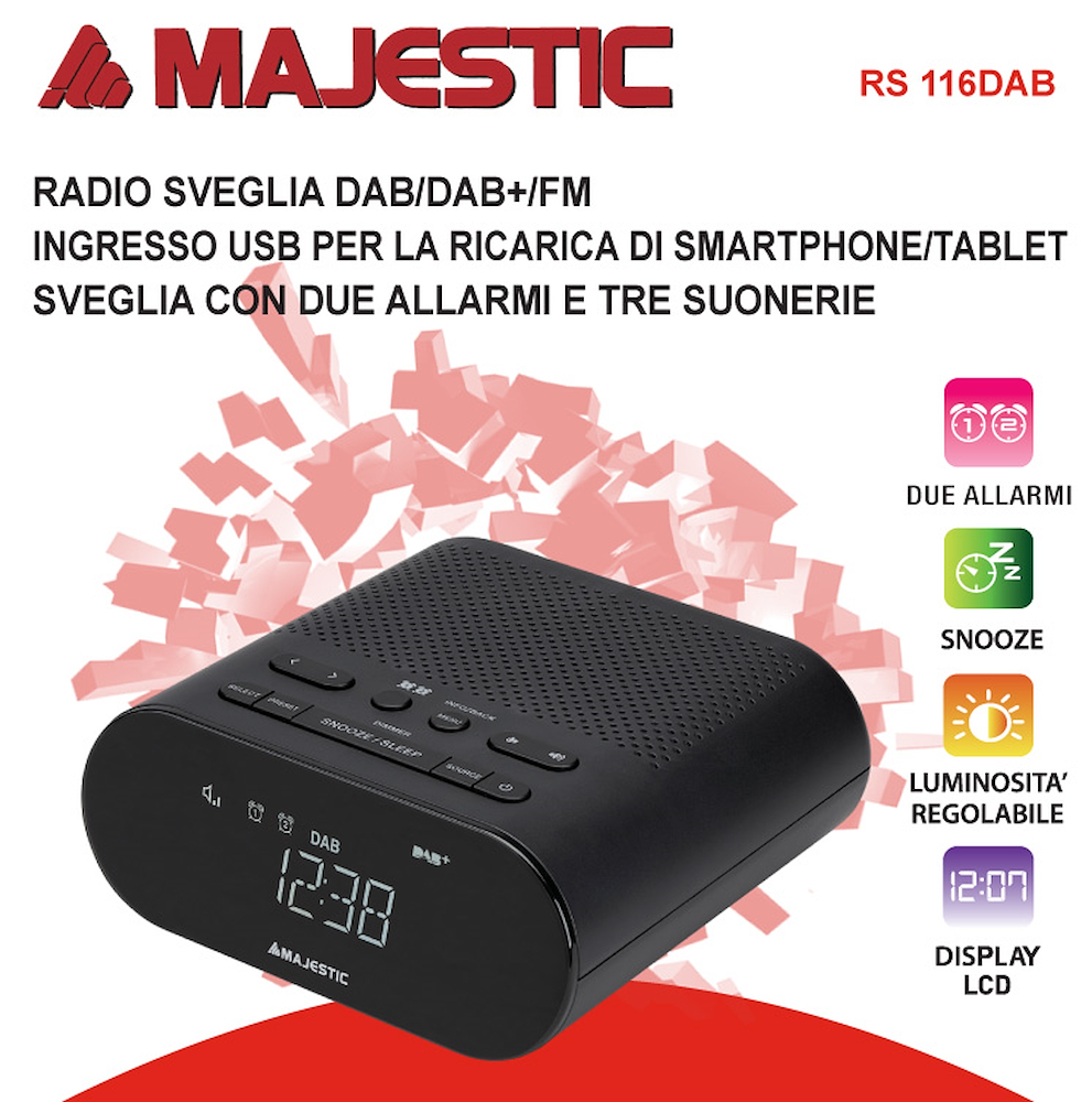 MAJESTIC RS116DAB - DAB+ Wecker mit USB-Anschluss