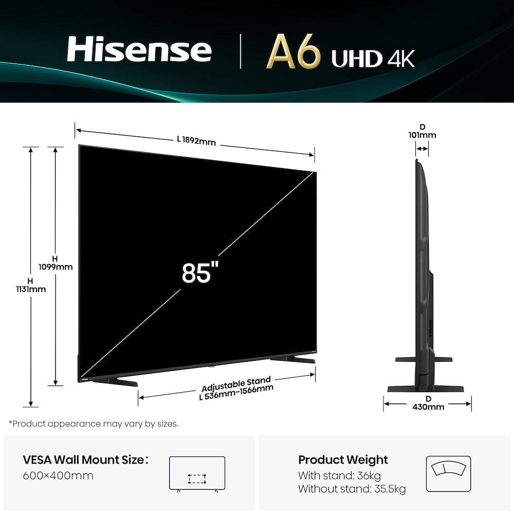 HISENSE 85A69Q - Smart TV 85" 4K