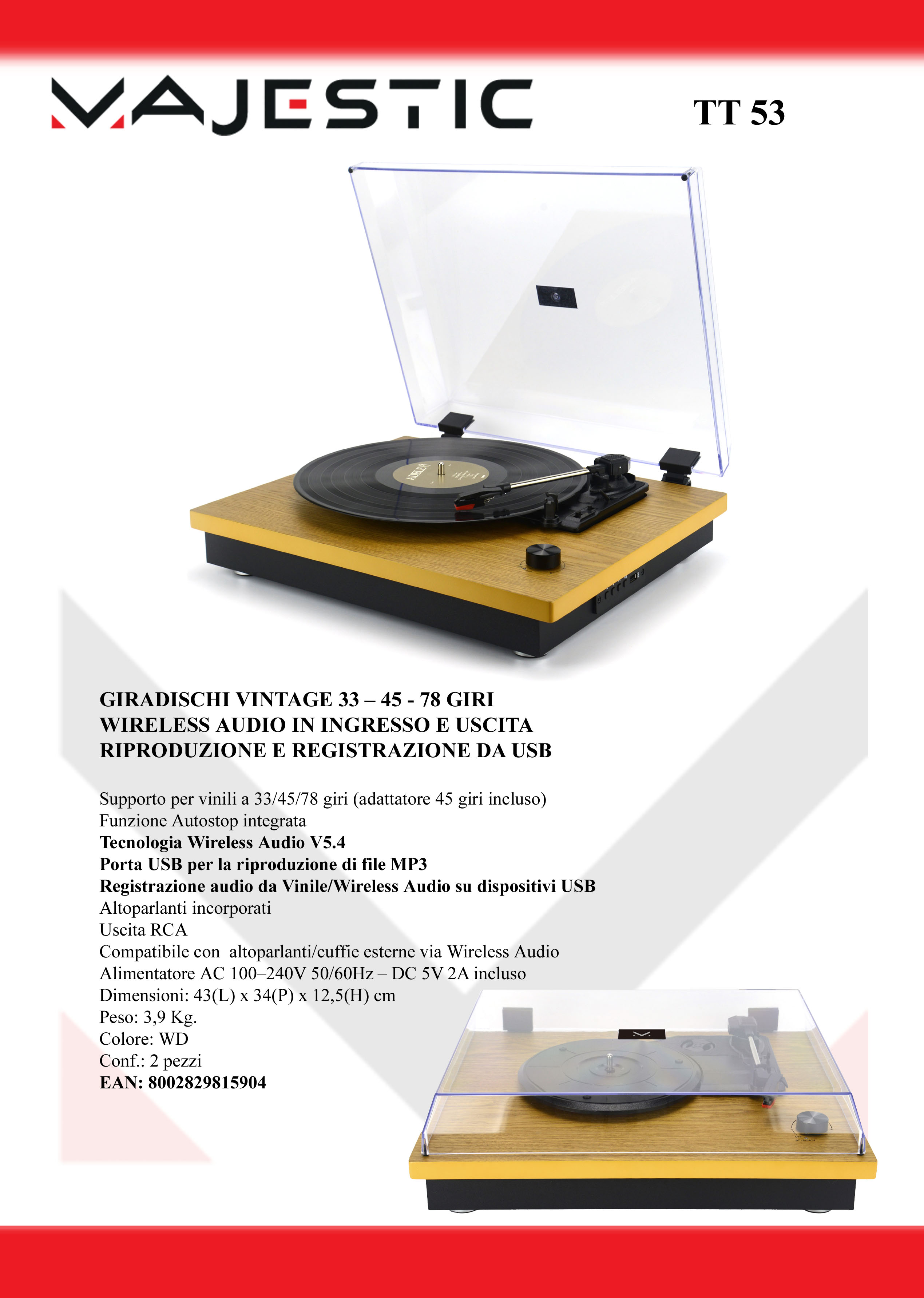 MAJESTIC TT53VD - Giradischi Vintage Majestic Vintage