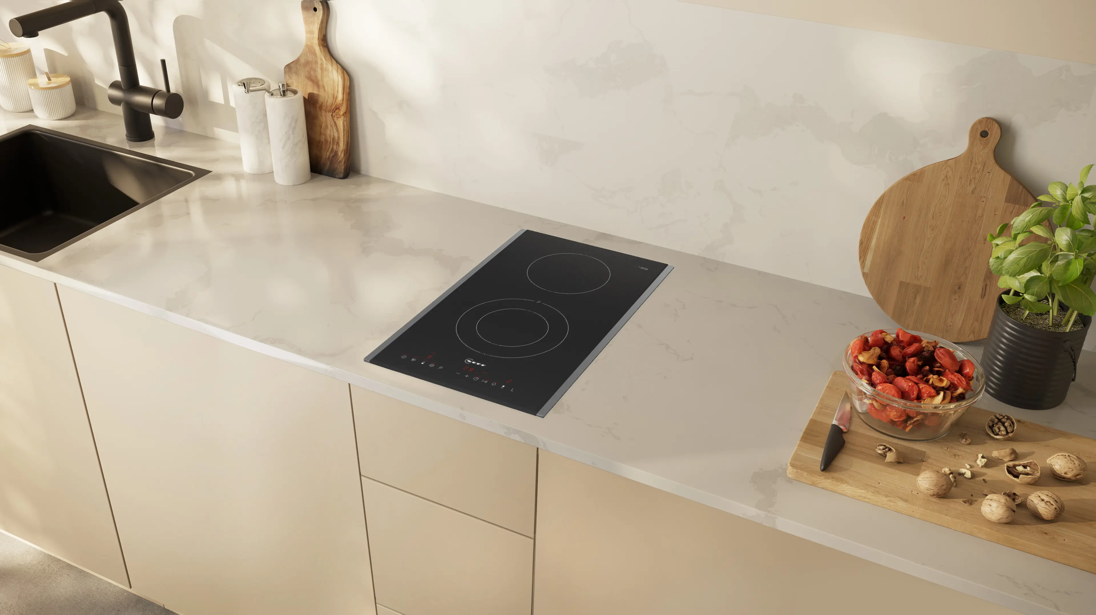 NEFF Elektro-Kochfeld T13TDF9L8 Domino mit 2 Kochzonen Rahmen Edelstahl, 30 cm

