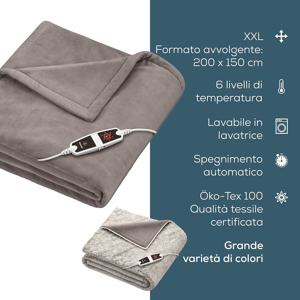 BEURER HD150XXLTAUPE - Coperta termica XXL taupe