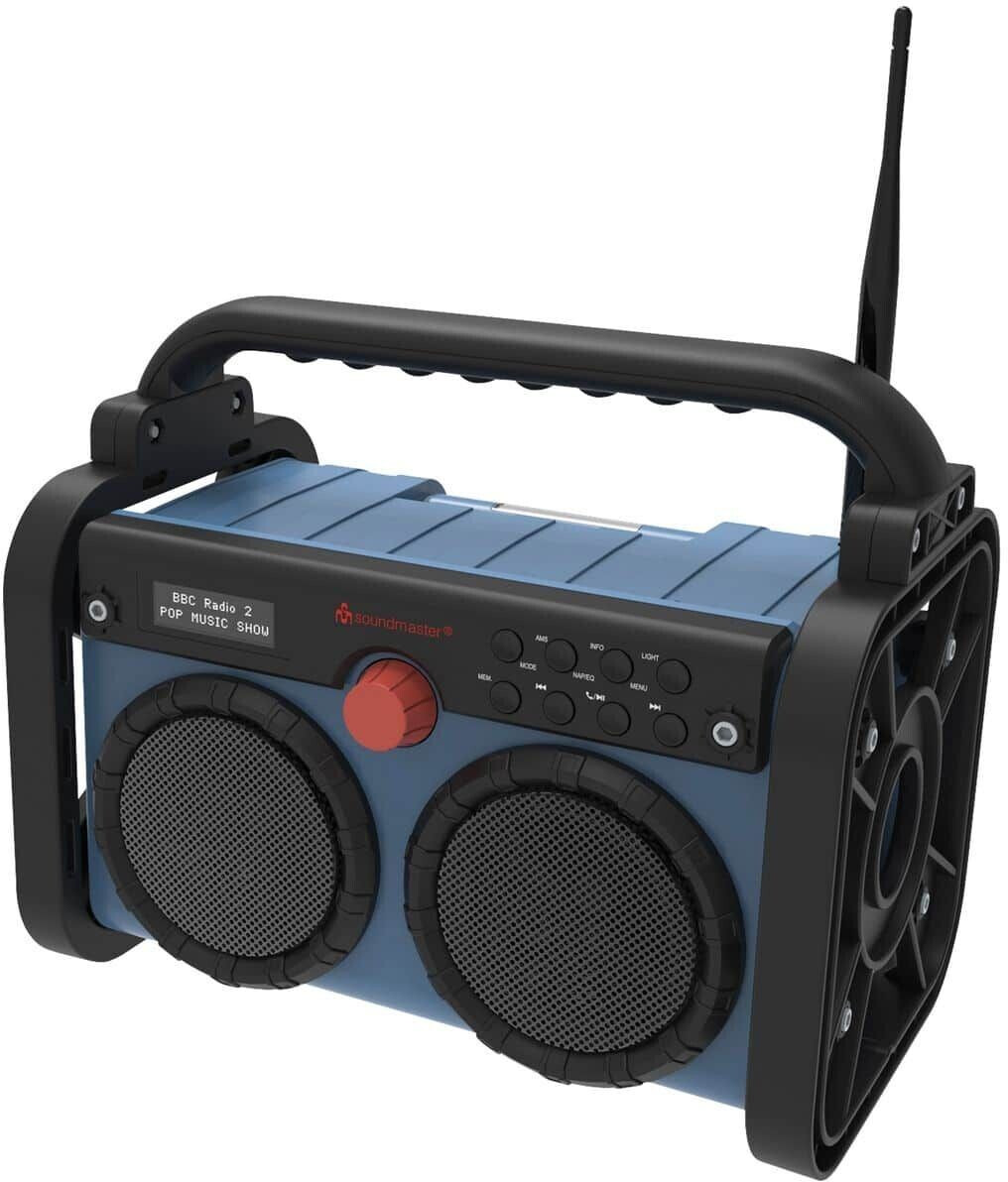SOUNDMASTER DAB85BL - DAB85BL – Robustes Baustellenradio mit DAB+, Bluetooth, AUX und LED-Arbeitsleuchte
