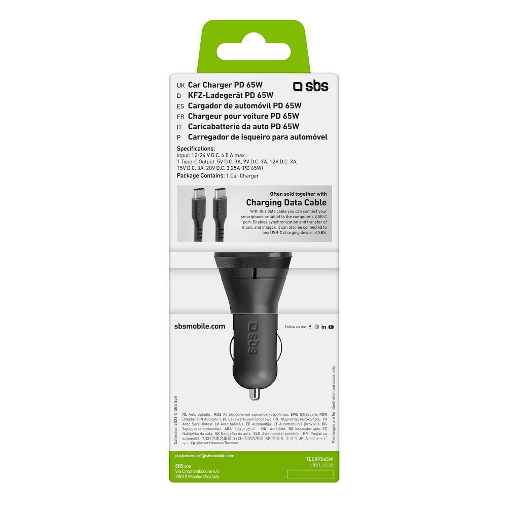 SBS TECRPD65W - TECRPD65W 0653713 CARICABATT.AUTO PER SMARTPHONE PD 65W