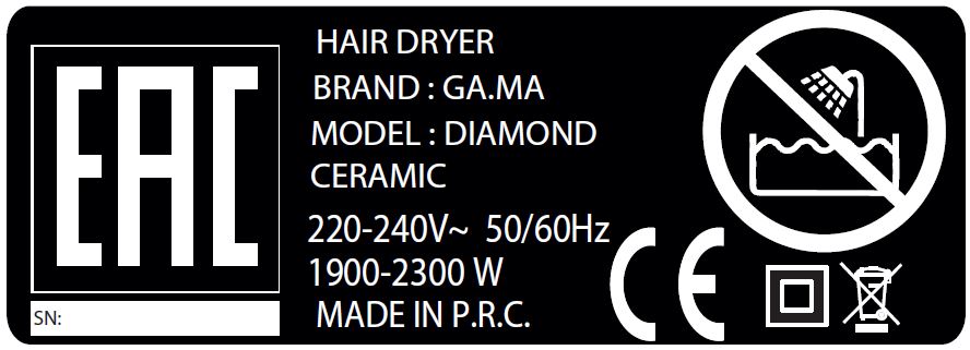 GAMA GH0301 - Diamond Ceramic Fön 2300W