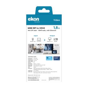 EKON ECVHDMIMINIDP18K - Cavo HDMI Mini Display Port 1,8m